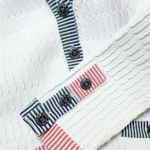 Authentic Chanel White Cardigan with Pink and Navy Accents - Picture 6 of 6